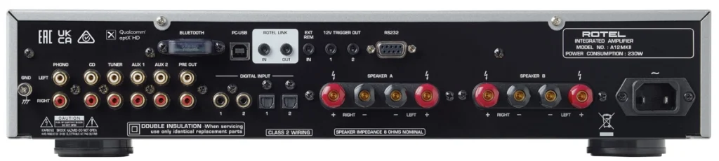 Amplificateur Rotel A12 MK2 face arrière