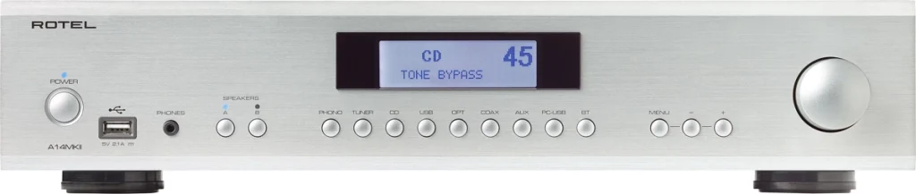 Rotel A14 MKII : amplificateur intégré 2×80 W - Face avant alu