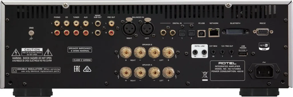 Rotel RA-1572 MKII : Face arrière