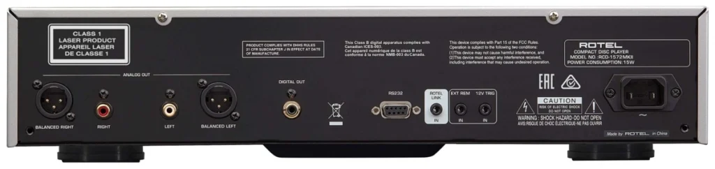 Lecteur cd Rotel RCD-1572 MK2 - Face arrière