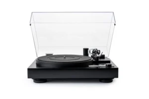 Platine vinyle Dual CS 718Q - Vue générale couleur noire avec capot