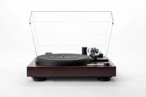 Platine vinyle Dual CS 718Q - Vue générale couleur noyer - walnut avec capot